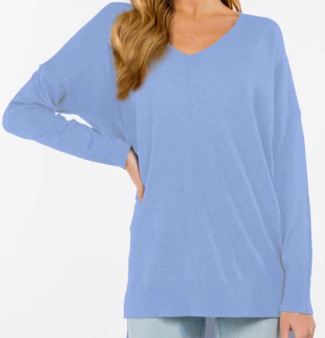 Dahlia Sweater Tunic in Heather Blue