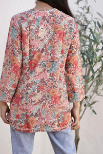 Ashley Embroidered Tunic in Coral