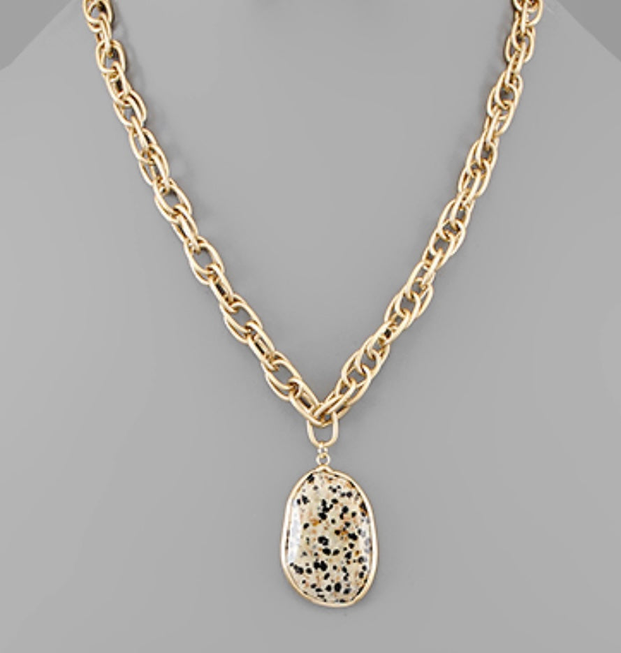 Kennedy Stone Necklace in Dalmatian Jasper
