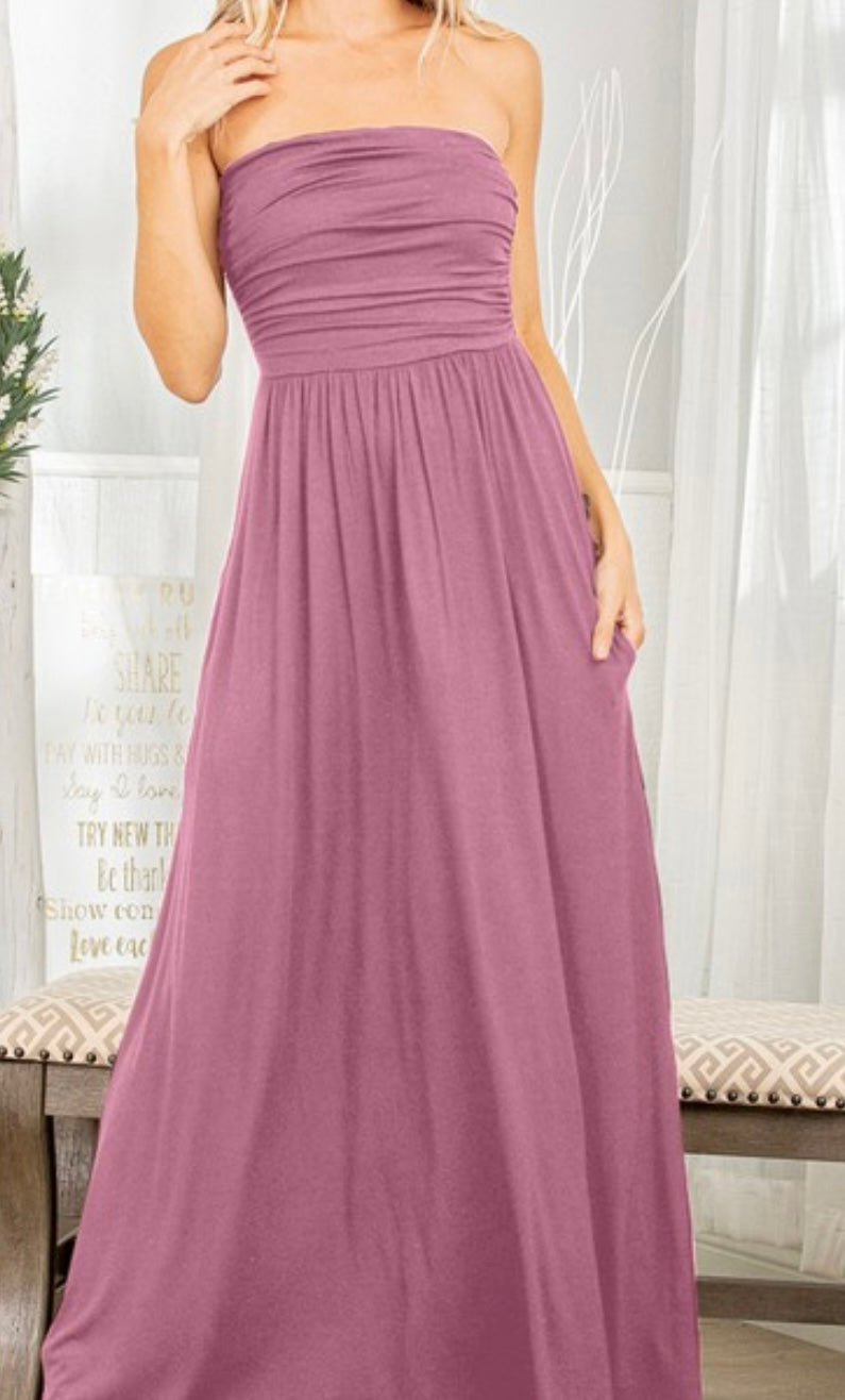 Riley Maxi Dress with Pockets in Mauve