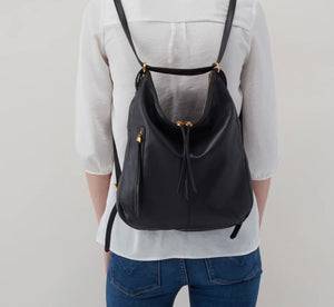 Merrin Hobo Convertible Backpack in Black
