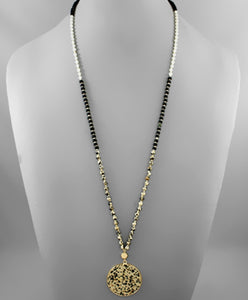 Olivia Long Stone Necklace in Dalmation Jasper
