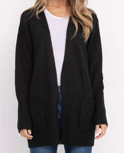 Kylie Open Front Cardigan in Black